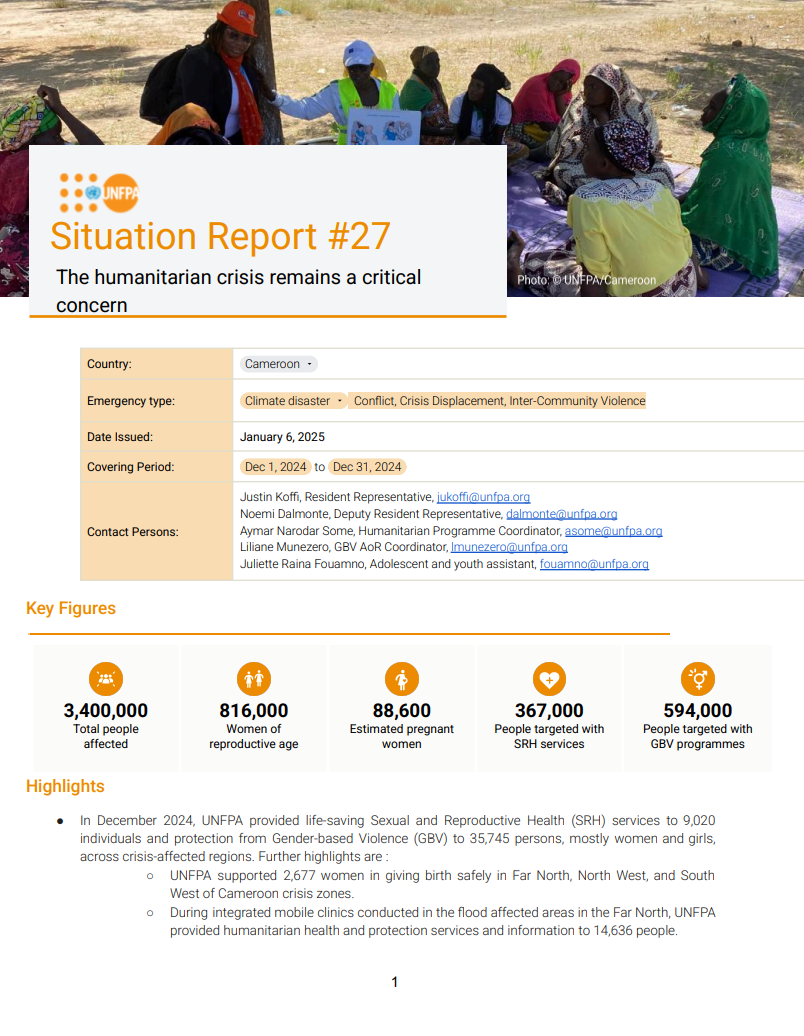 Cameroon Situation Report #27 - December 2024