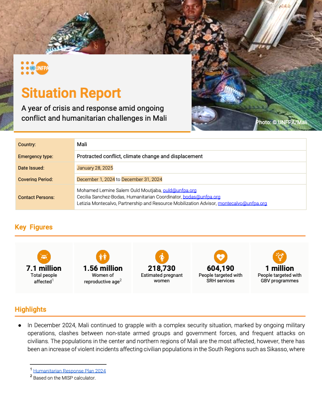 UNFPA Mali Situation Report - December 2024