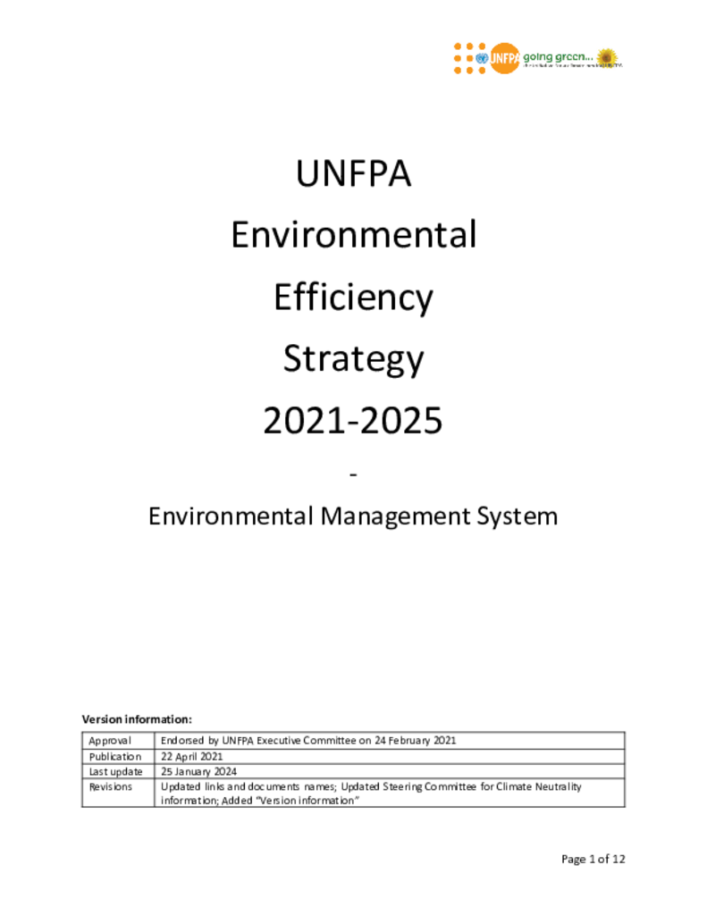 UNFPA Environmental Efficiency Strategy 2021-2025
