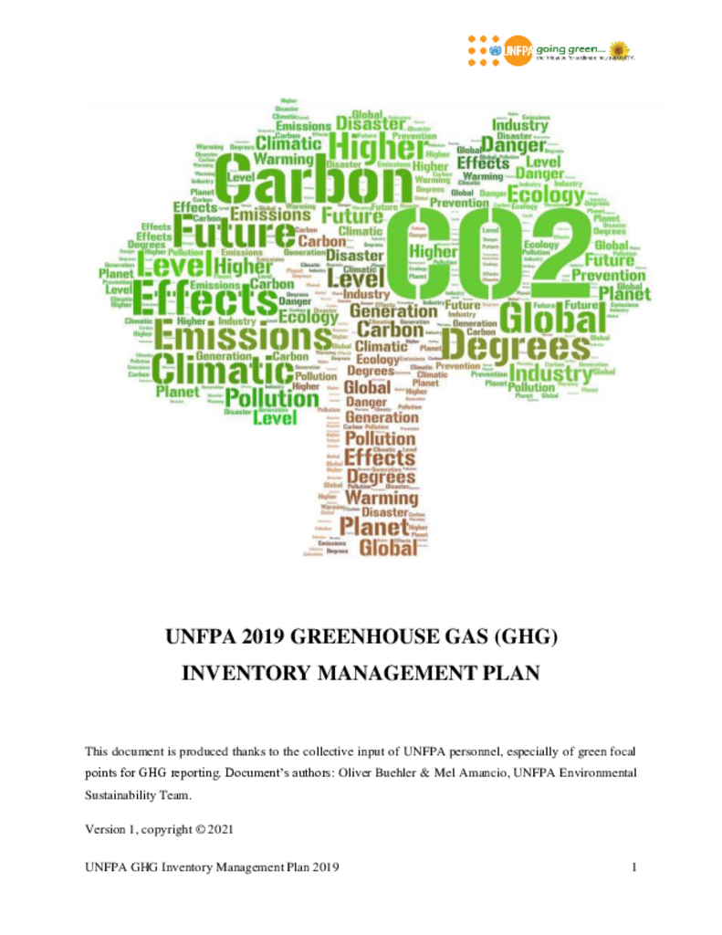 UNFPA 2019 Greenhouse Gas (GHG) Inventory Management Plan