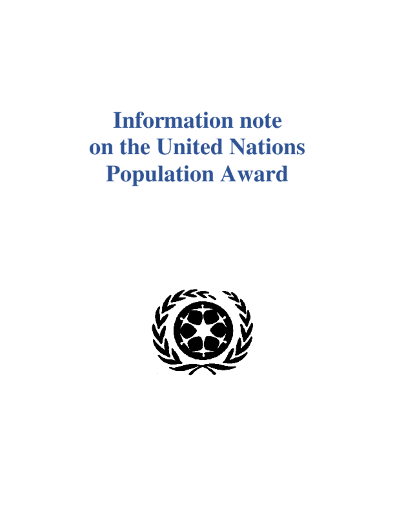 Information note on the United Nations Population Award