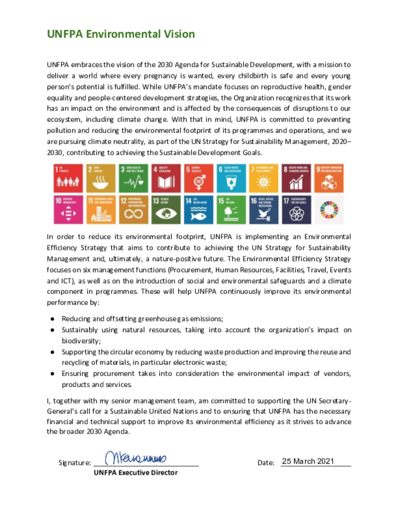 UNFPA Environmental Vision