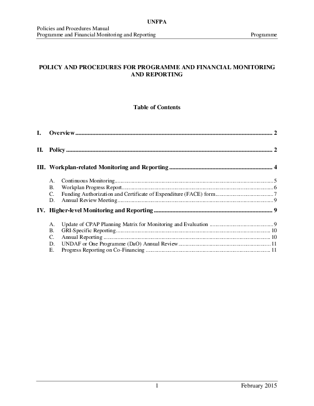 Programme and Financial Monitoring and Reporting Programme and Financial Monitoring and Reporting